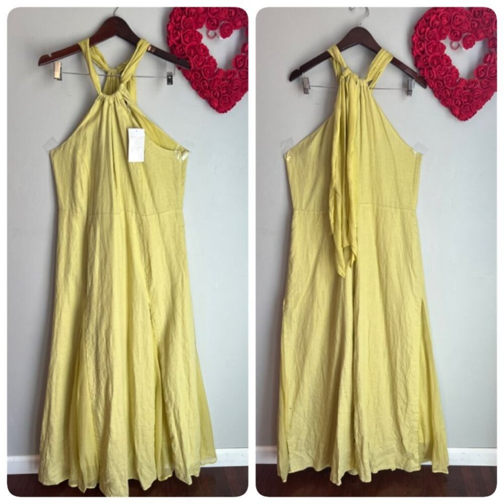 Soft Surroundings Light Yellow Halter Maxi Dress